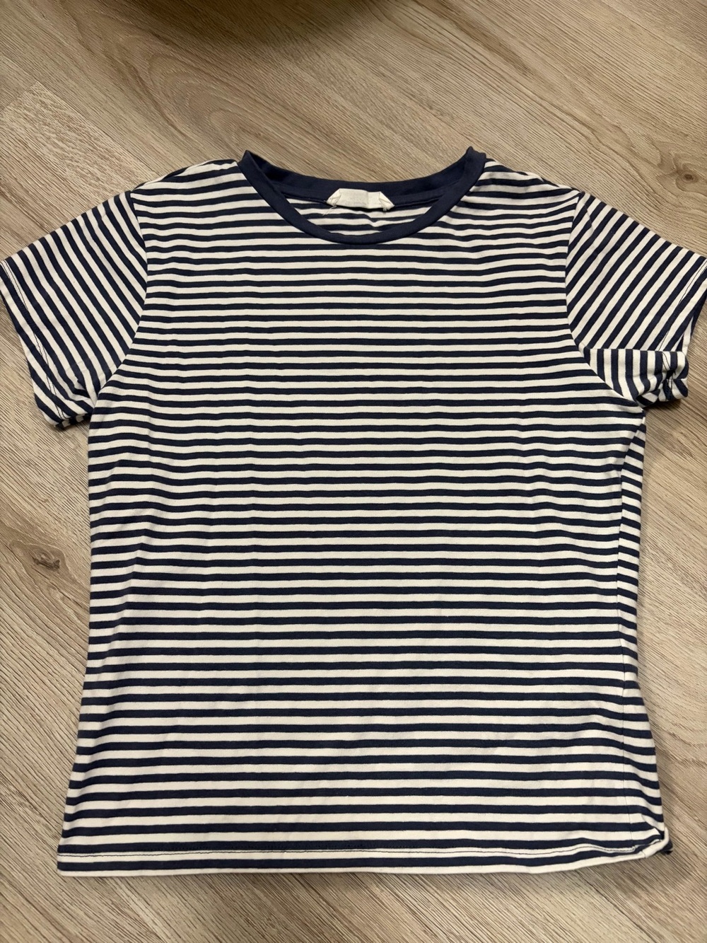 Navy and White Striped Short Sleeve Tee